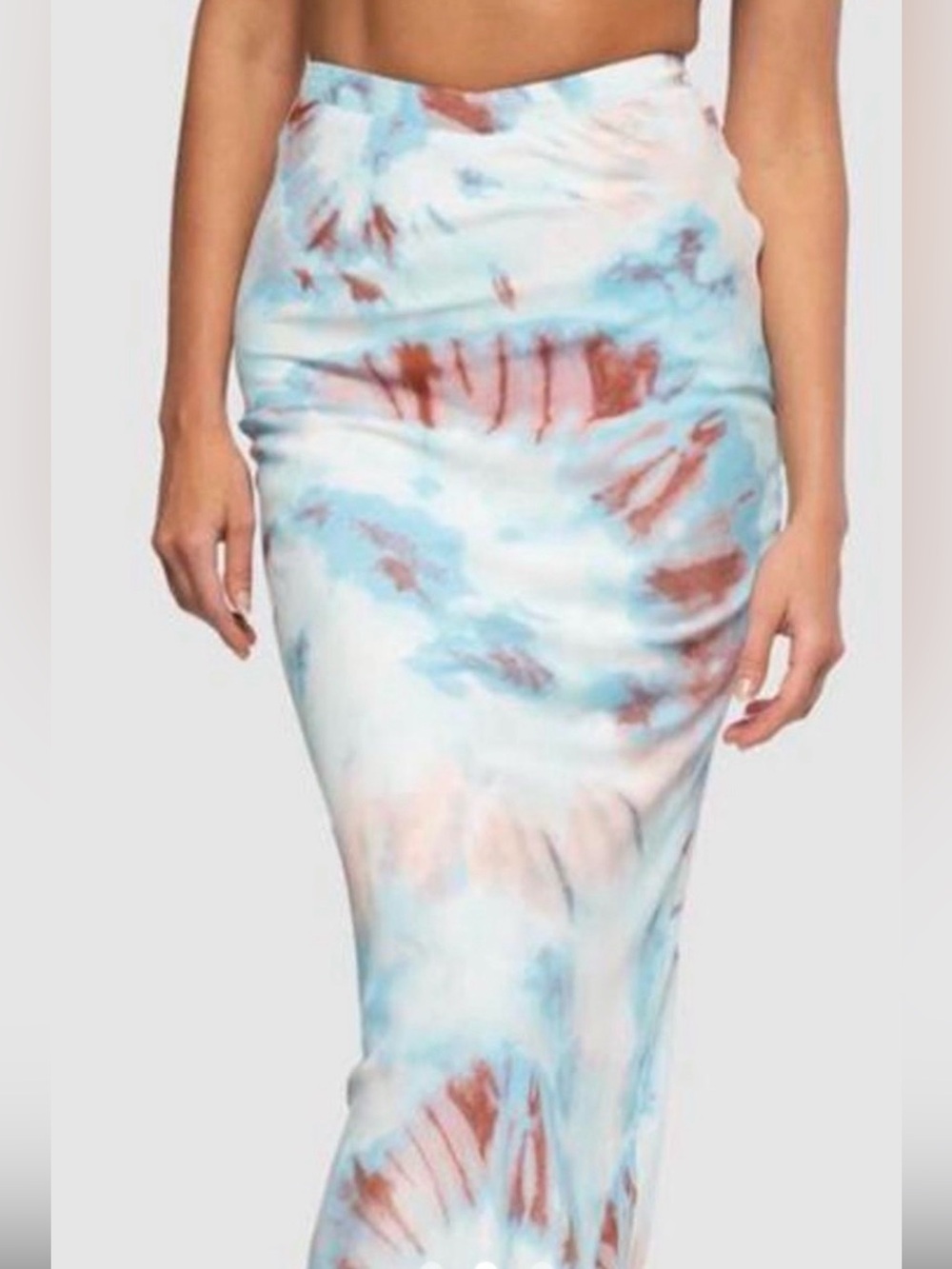 Jagger & Stone Tie-Dye Maxi Skirt in Sky Blue & Rust